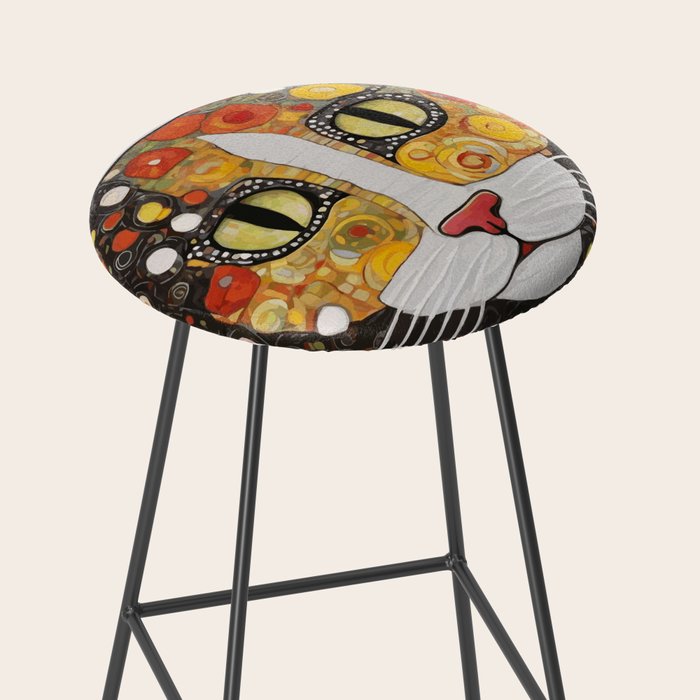 Gustav Klimt Style Cat with Magnificent Whiskers Stool Gallery Image 2