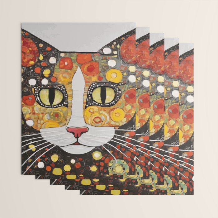 Gustav Klimt Style Cat with Magnificent Whiskers Wrapping Paper Gallery Image 3