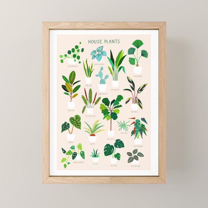 House Plants on Pink Mini Art Print Gallery Image 1