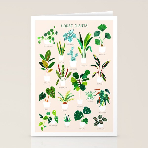House Plants on Pink Stationery Card Gallery Image 2