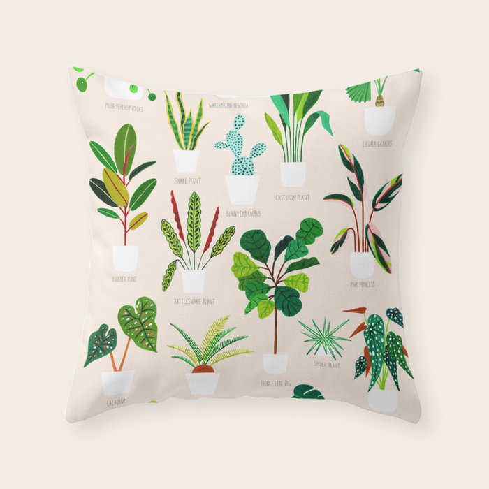 House Plants on Pink Throw Pillow Gallery Image 6