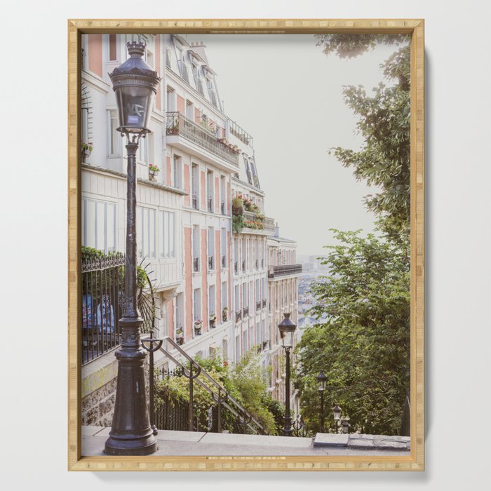 Montmartre Stairs - Paris Travel Photography Serving Tray Gallery Image 1