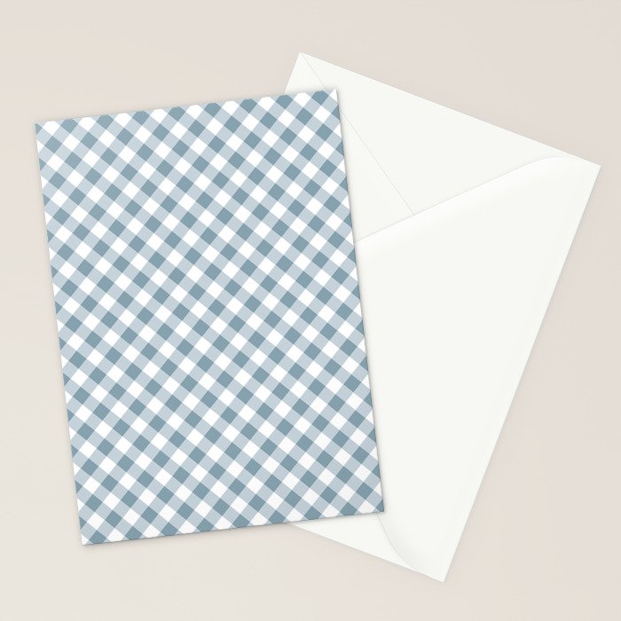 Countryside Bloom Cottage Mist Blue Gingham Stationery Card Gallery Image 2