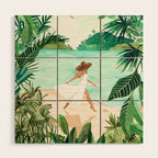 Seaside Beach Girl Wood Wall Art Gallery Image 1