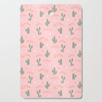 Retro hand drawn cactus plant pattern Cutting Board Gallery Image 1
