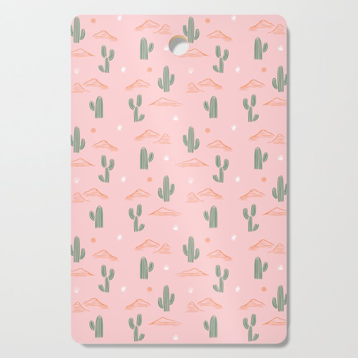 Retro hand drawn cactus plant pattern Cutting Board Gallery Image 1
