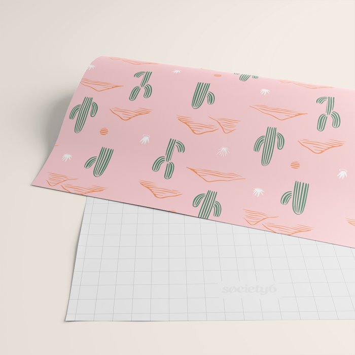 Retro hand drawn cactus plant pattern Wrapping Paper Gallery Image 2