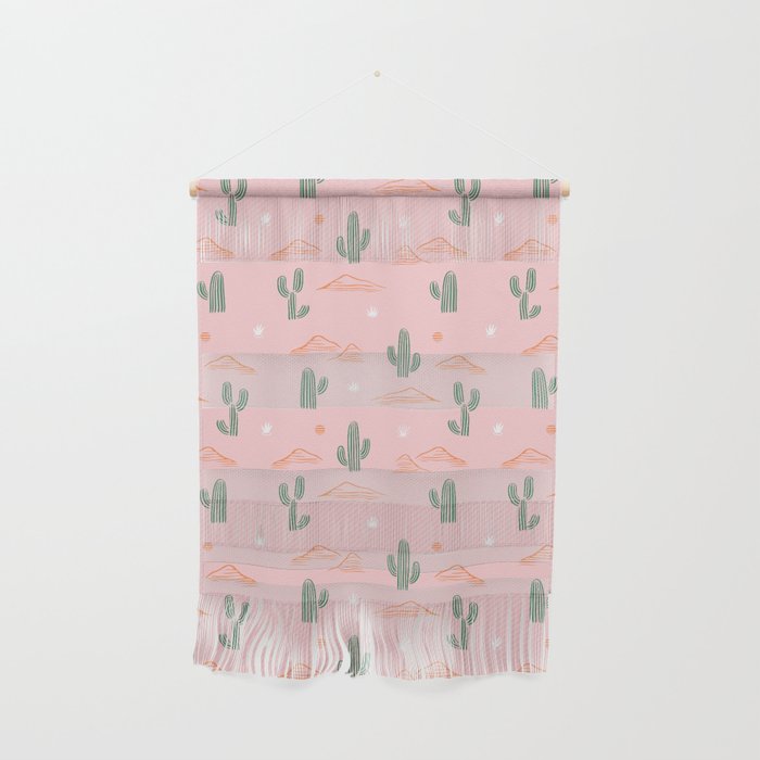 Retro hand drawn cactus plant pattern Wall Hanging Gallery Image 1