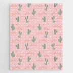 Retro hand drawn cactus plant pattern Jigsaw Puzzle Gallery Image 1