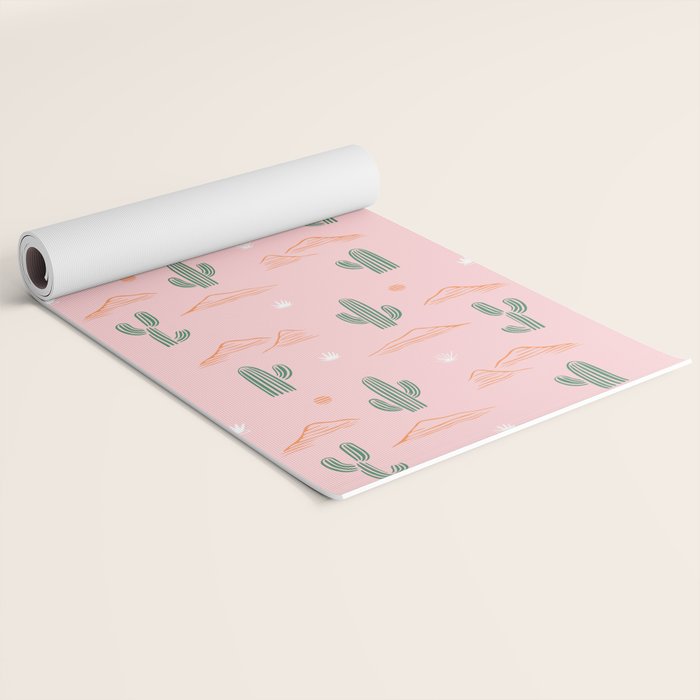 Retro hand drawn cactus plant pattern Yoga Mat Gallery Image 2