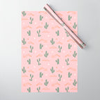 Retro hand drawn cactus plant pattern Wrapping Paper Gallery Image 1