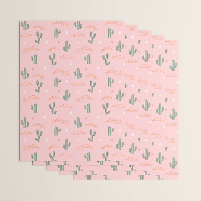 Retro hand drawn cactus plant pattern Wrapping Paper Gallery Image 3