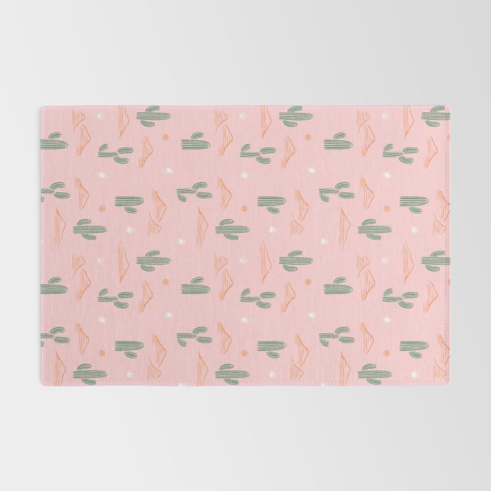 Retro hand drawn cactus plant pattern Rug Gallery Image 2