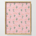 Retro hand drawn cactus plant pattern Serving Tray Gallery Image 1