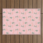 Retro hand drawn cactus plant pattern Outdoor Rug Gallery Image 1