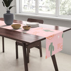 Retro hand drawn cactus plant pattern Table Runner Gallery Image 2