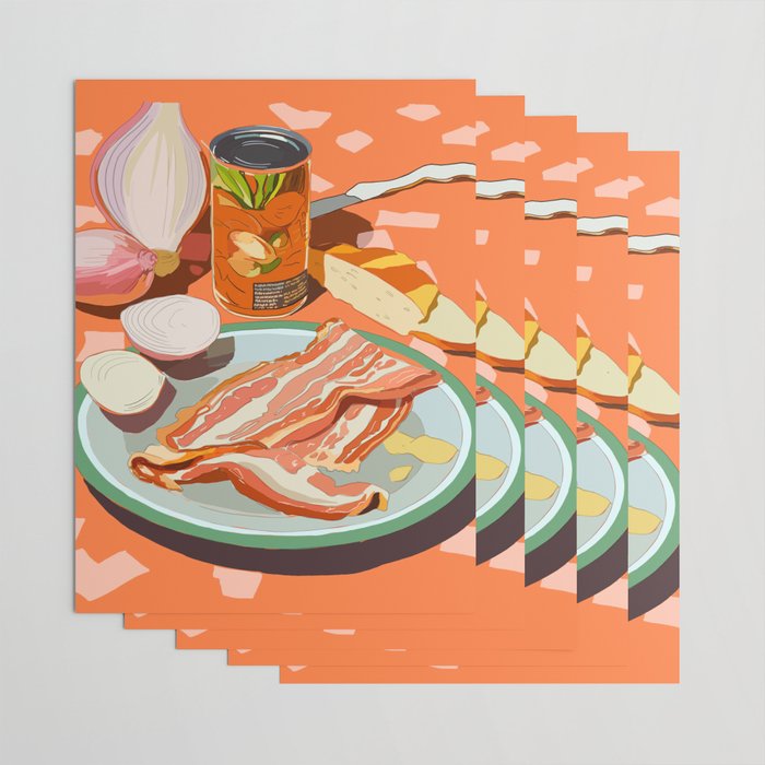 Food Illustration /Plate with Bacon Wrapping Paper Gallery Image 3