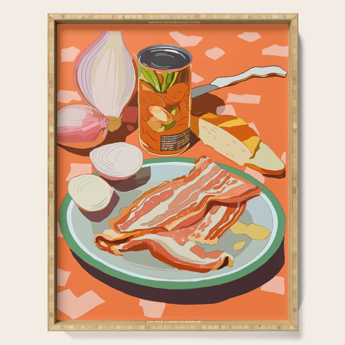 Food Illustration /Plate with Bacon Serving Tray Gallery Image 1