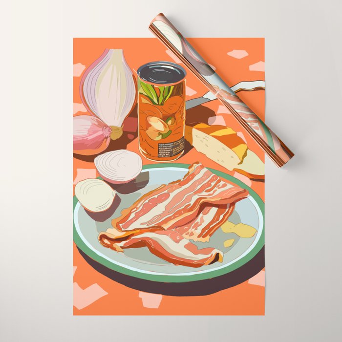 Food Illustration /Plate with Bacon Wrapping Paper Gallery Image 1
