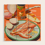 Food Illustration /Plate with Bacon Wood Wall Art Gallery Image 1