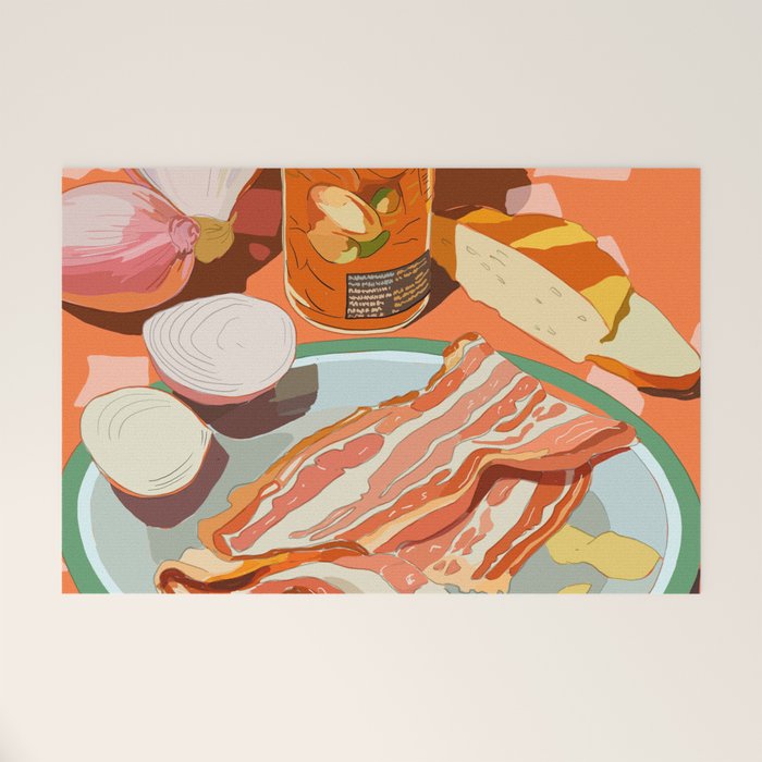 Food Illustration /Plate with Bacon Welcome Mat Gallery Image 1