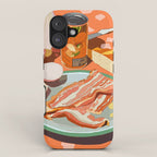 Food Illustration /Plate with Bacon iPhone Case Gallery Image 1
