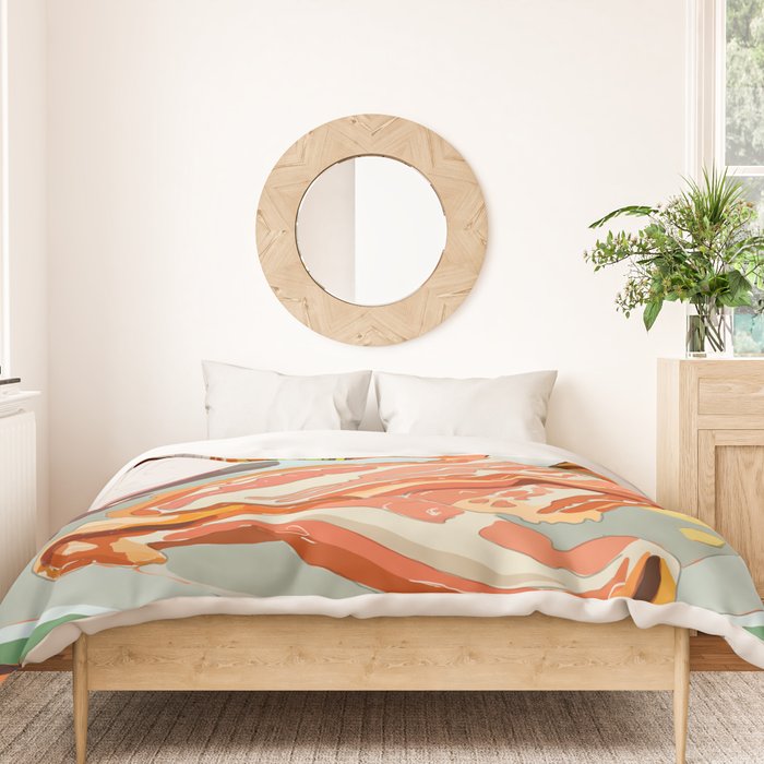 Food Illustration /Plate with Bacon Duvet Cover Gallery Image 3