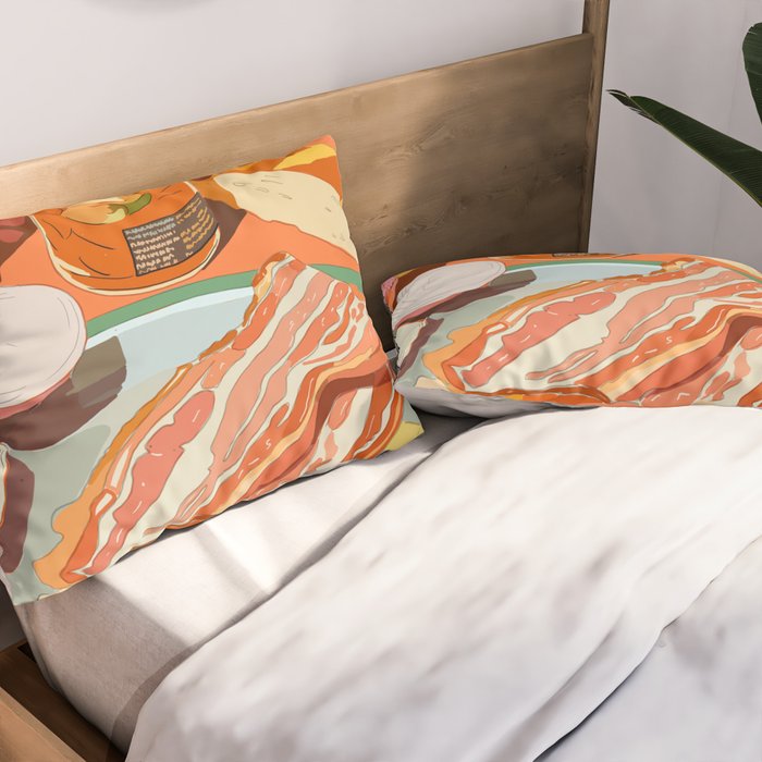 Food Illustration /Plate with Bacon Pillow Sham Gallery Image 2