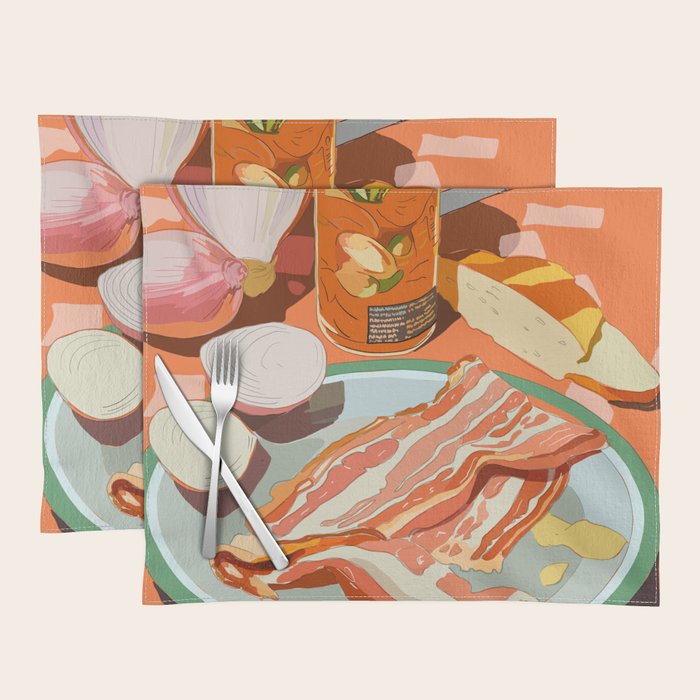 Food Illustration /Plate with Bacon Placemat Gallery Image 1
