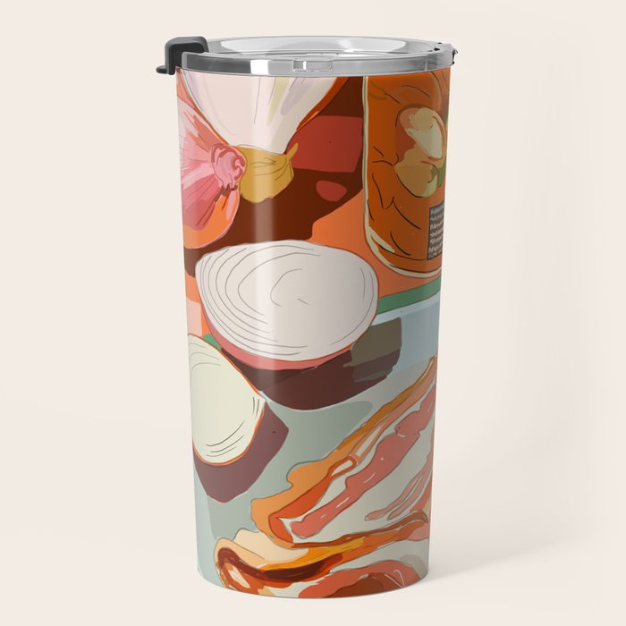Food Illustration /Plate with Bacon Travel Mug Gallery Image 3