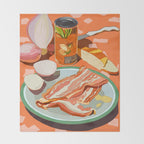 Food Illustration /Plate with Bacon Throw Blanket Gallery Image 2