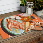 Food Illustration /Plate with Bacon Outdoor Rug Gallery Image 2