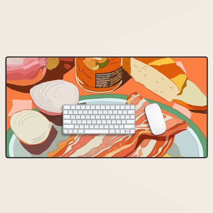 Food Illustration /Plate with Bacon Desk Mat Gallery Image 1