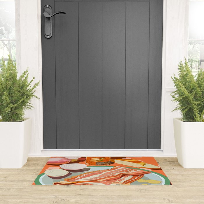 Food Illustration /Plate with Bacon Welcome Mat Gallery Image 3