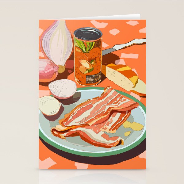 Food Illustration /Plate with Bacon Stationery Card Gallery Image 1