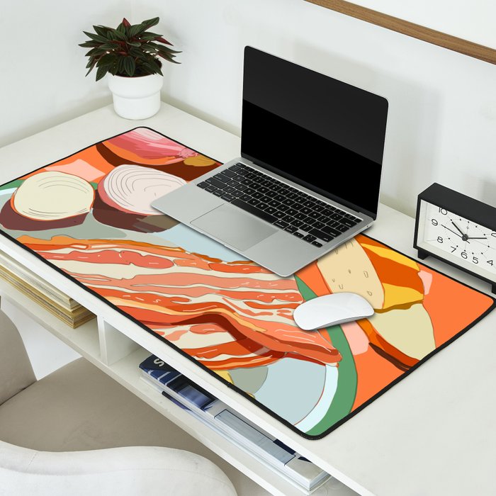Food Illustration /Plate with Bacon Desk Mat Gallery Image 2