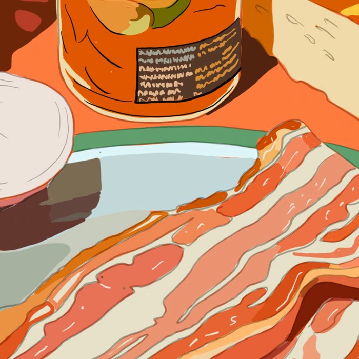 Food Illustration /Plate with Bacon Coffee Mug Gallery Image 2