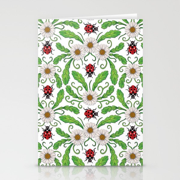 Ladybugs & Daisies - Cute Floral Bug Pattern with Ladybirds Stationery Card Gallery Image 2