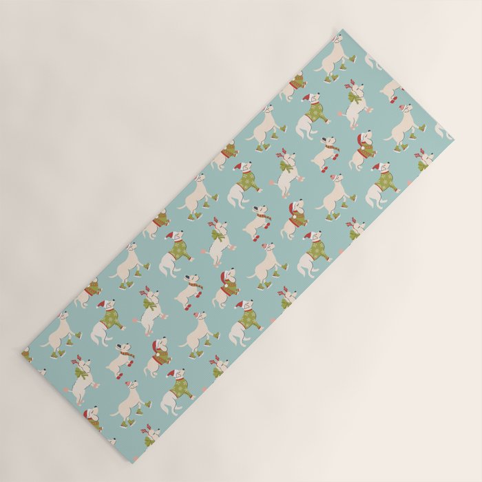 Retro Christmas - Winter Dogs Yoga Mat Gallery Image 1