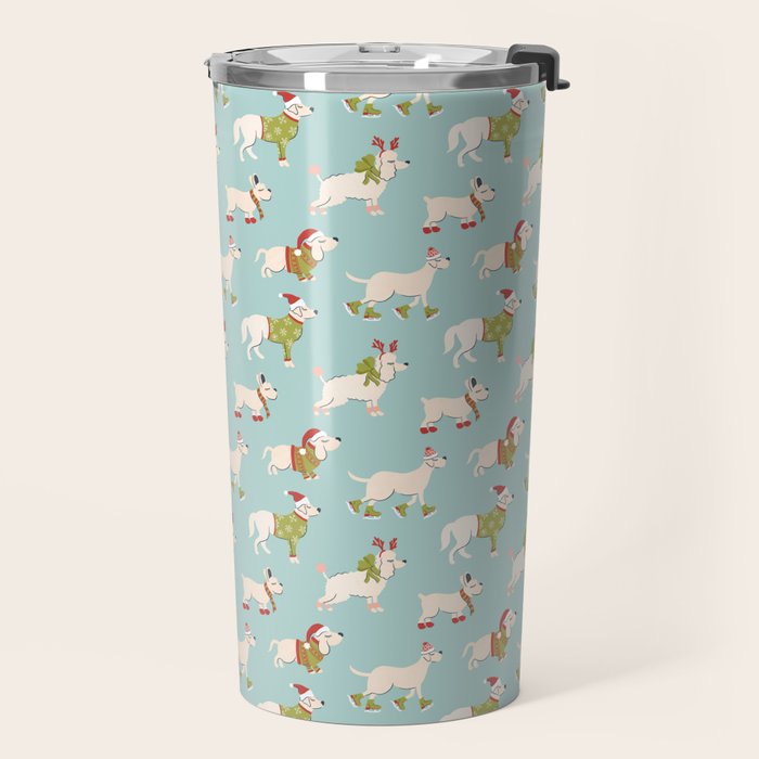 Retro Christmas - Winter Dogs Travel Mug Gallery Image 2