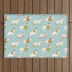 Retro Christmas - Winter Dogs Outdoor Rug Gallery Image 1