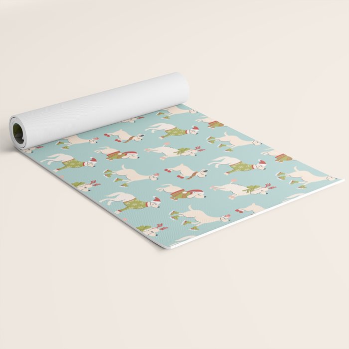 Retro Christmas - Winter Dogs Yoga Mat Gallery Image 2