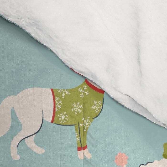 Retro Christmas - Winter Dogs Comforter Gallery Image 4