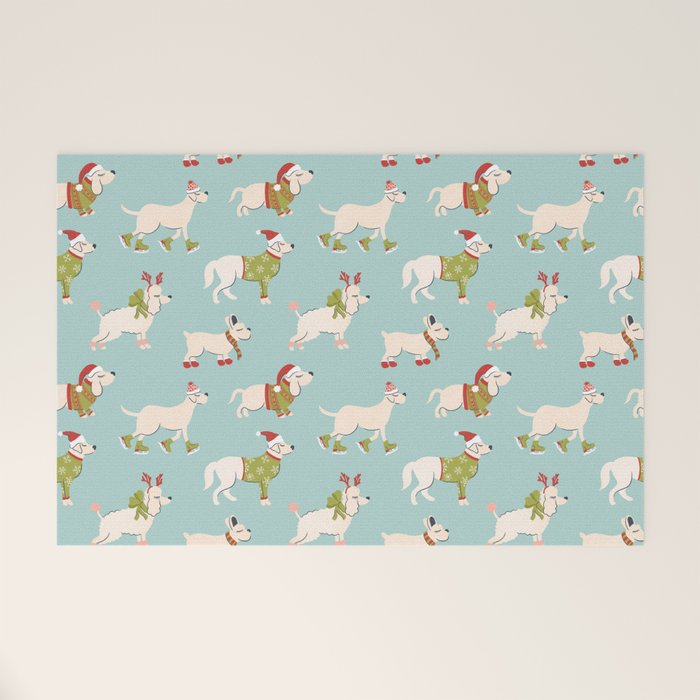 Retro Christmas - Winter Dogs Welcome Mat Gallery Image 1