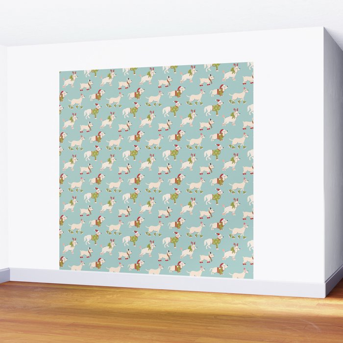 Retro Christmas - Winter Dogs Wall Mural Gallery Image 2
