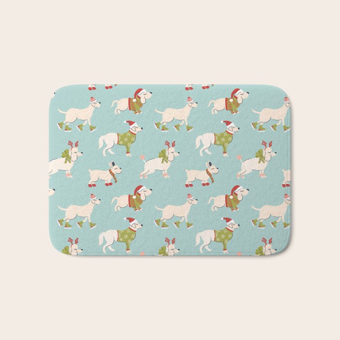 Retro Christmas - Winter Dogs Bath Mat Gallery Image 1