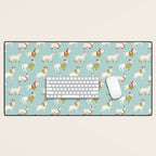 Retro Christmas - Winter Dogs Desk Mat Gallery Image 1