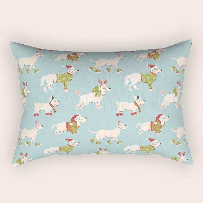 Retro Christmas - Winter Dogs Rectangular Pillow Gallery Image 1