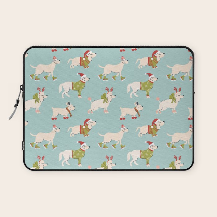 Retro Christmas - Winter Dogs Laptop Sleeve Gallery Image 1