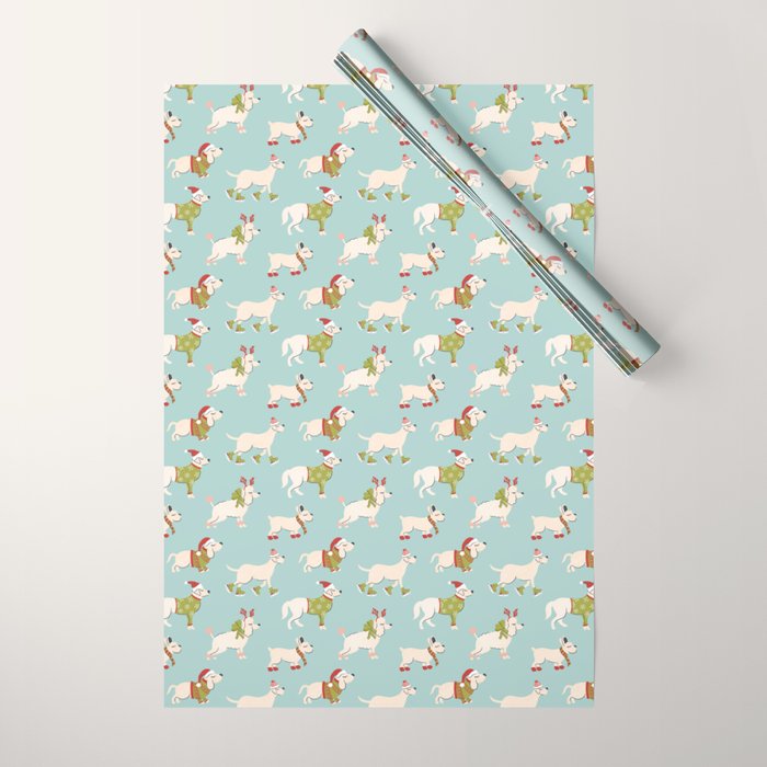 Retro Christmas - Winter Dogs Wrapping Paper Gallery Image 1